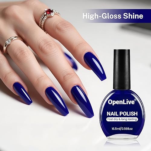 Miniatura 4 de Esmalte de uñas azul oscuro de 16.5ml de gran volumen de secado rápido, brillo de larga duración, uñas de manos y pies, arte de uñas DIY hogar viaje