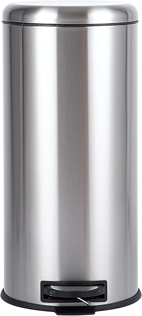 Amazon Basics Stainless Steel Dustbin - Round Pedal, 30L