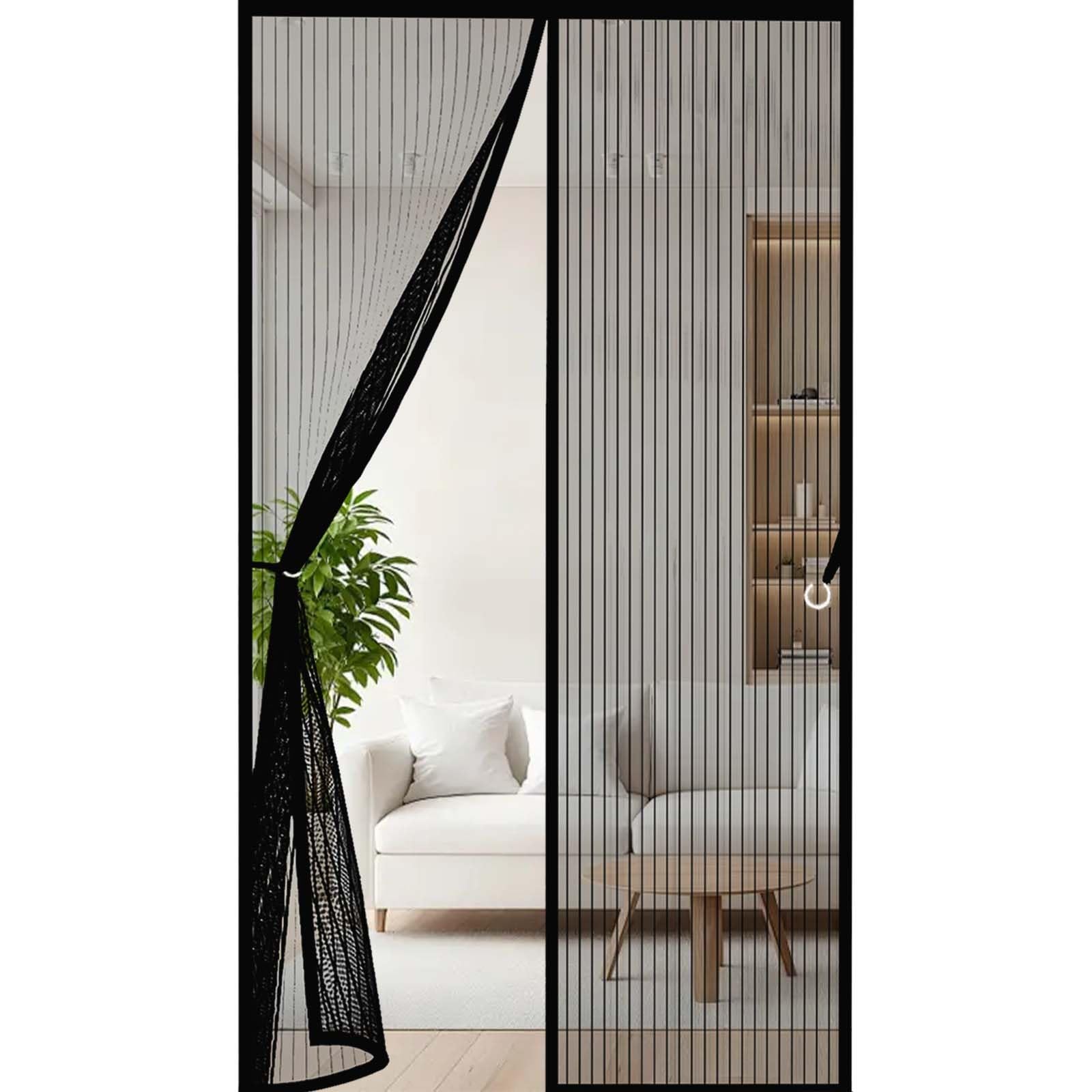 Feijdon Black Magnetic Fly Screen Door 160 X 201 Cm Durable, Keeps Bugs Out, Kid And Pet Friendly Magnetic Door Curtains Fly Screen Lets Fresh Air In, Hundreds Of Sizes,