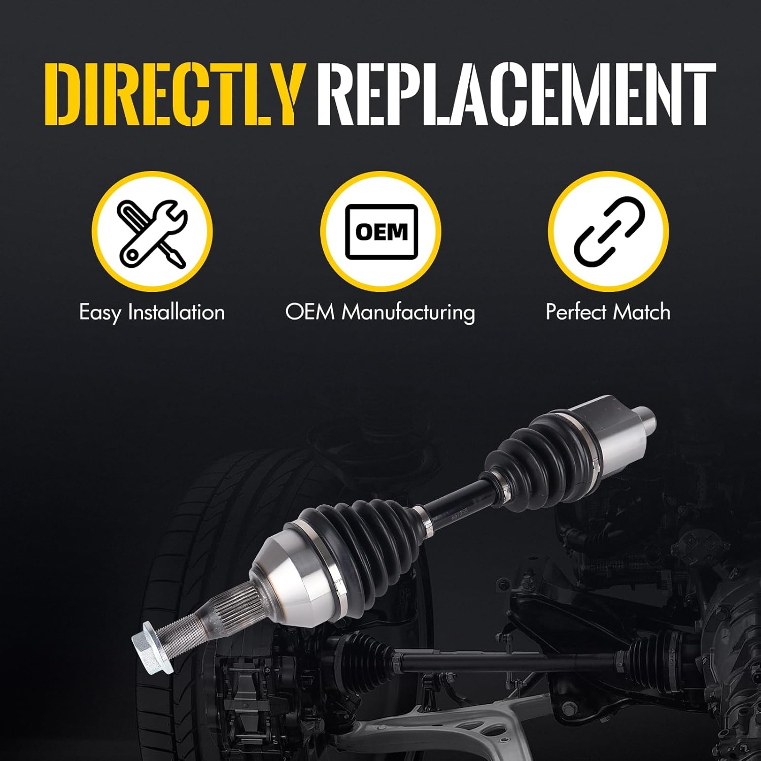 KUSATEC 66-1255HD Front Left CV Axle Shaft Assembly Compatible with Buick Allure LaCrosse Century LeSabre Lucerne Regal Chevy Impala Monte Carlo Venture Oldsmobile Aurora Intrigue Pontiac Grand Prix