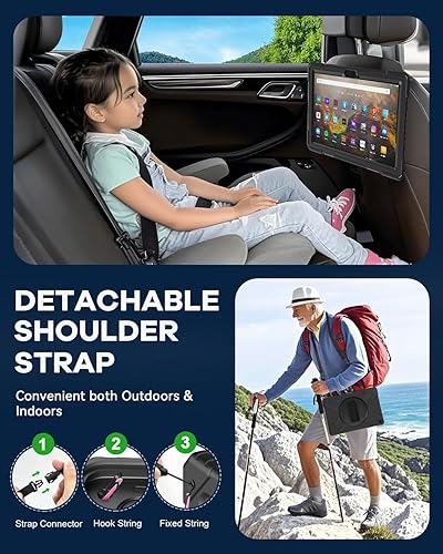 Miniatura 4 de Funda Fire HD 10  HD 10 Plus 11 generación 2021, a prueba de golpes, resistente, con soporte, correa de mano, correa de hombro para Tienda Fire HD