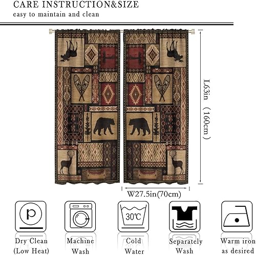 Miniatura 2 de Cortina rústica de alce y ciervo, estilo rústico retro, estilo rústico, estilo rústico, para ventanas de cabaña, para cocina, dormitorio, sala de