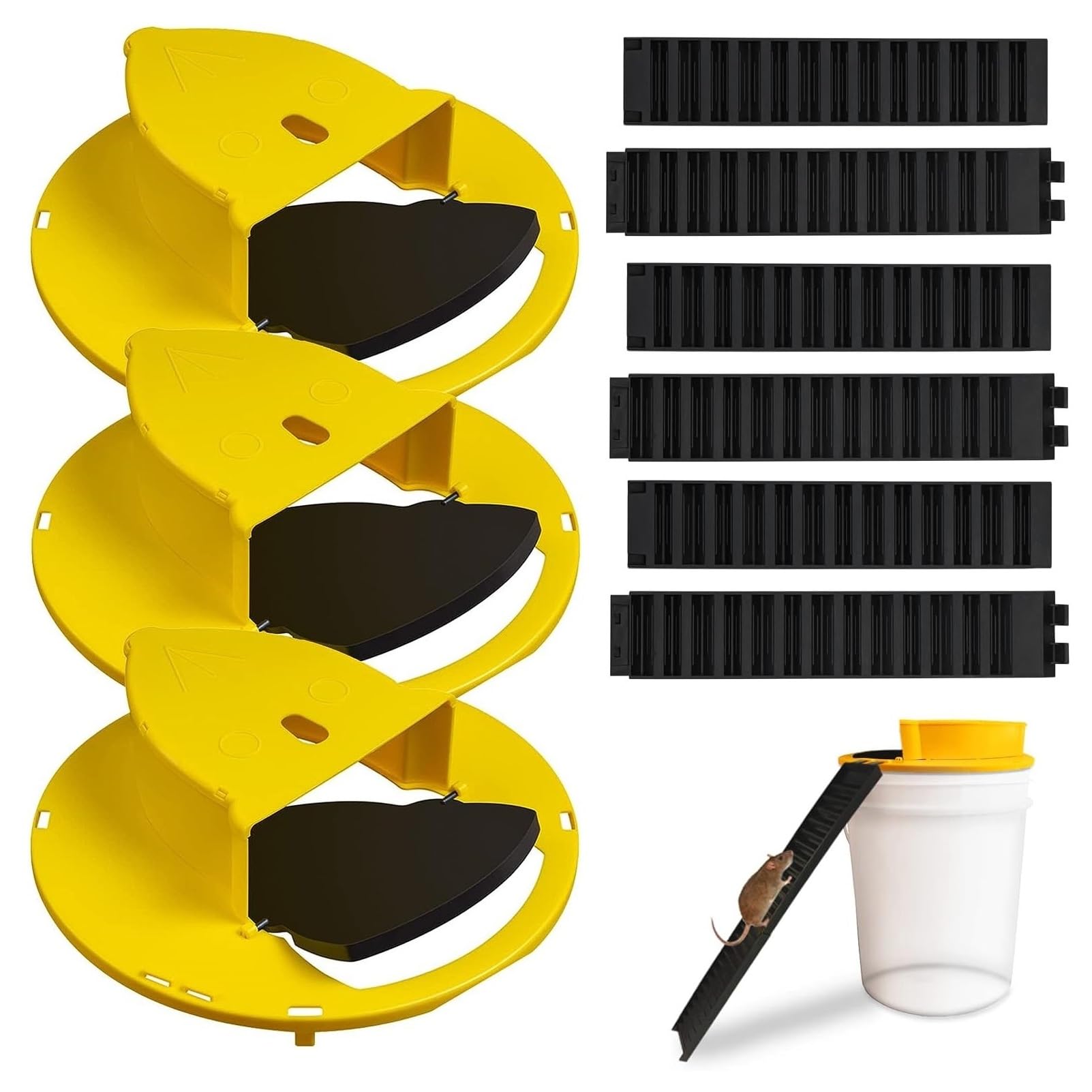 Mice Mouse Trap Bucket Lid，Mouse Trap Bucket Flip Lid，Auto Reset Multi Catch Humane Rat Trap for Indoor Outdoor | 5 Gallon Bucket Compatible |Mouse Rat Trap Bucket Lid (3Pack)