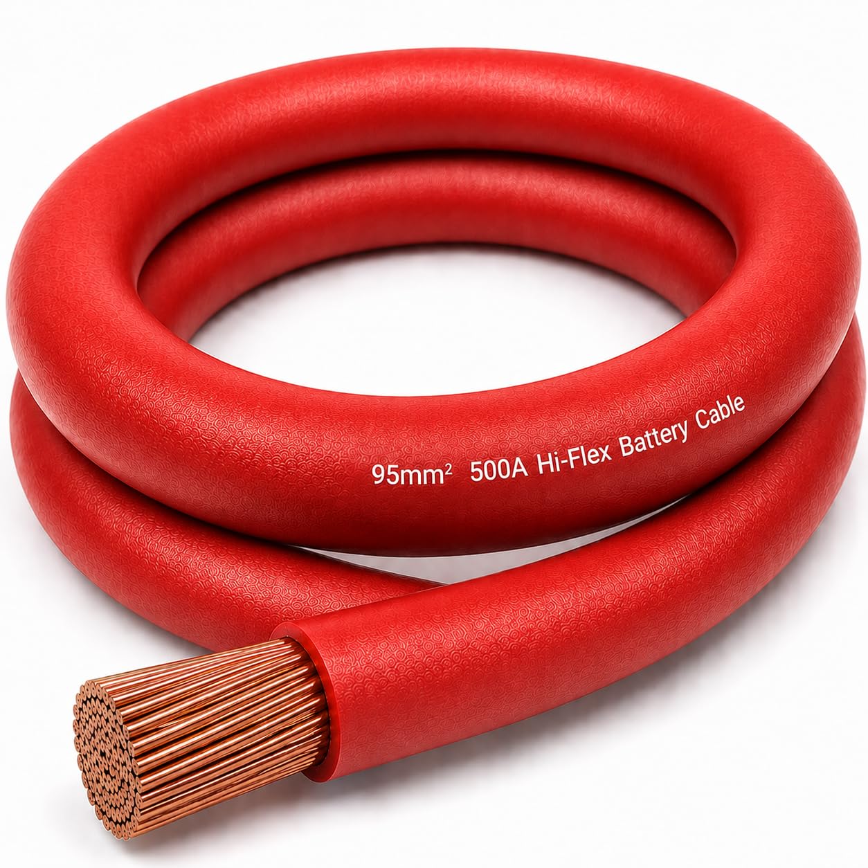 MKGT 500A Hi-Flex Battery Cable – 95mm2 000 Gauge Pure Copper Single Core PVC Welding Wire for 12V & 24V Automotive, Campervan, Solar, Inverter & Leisure Battery Systems (Red, 5 Meters)