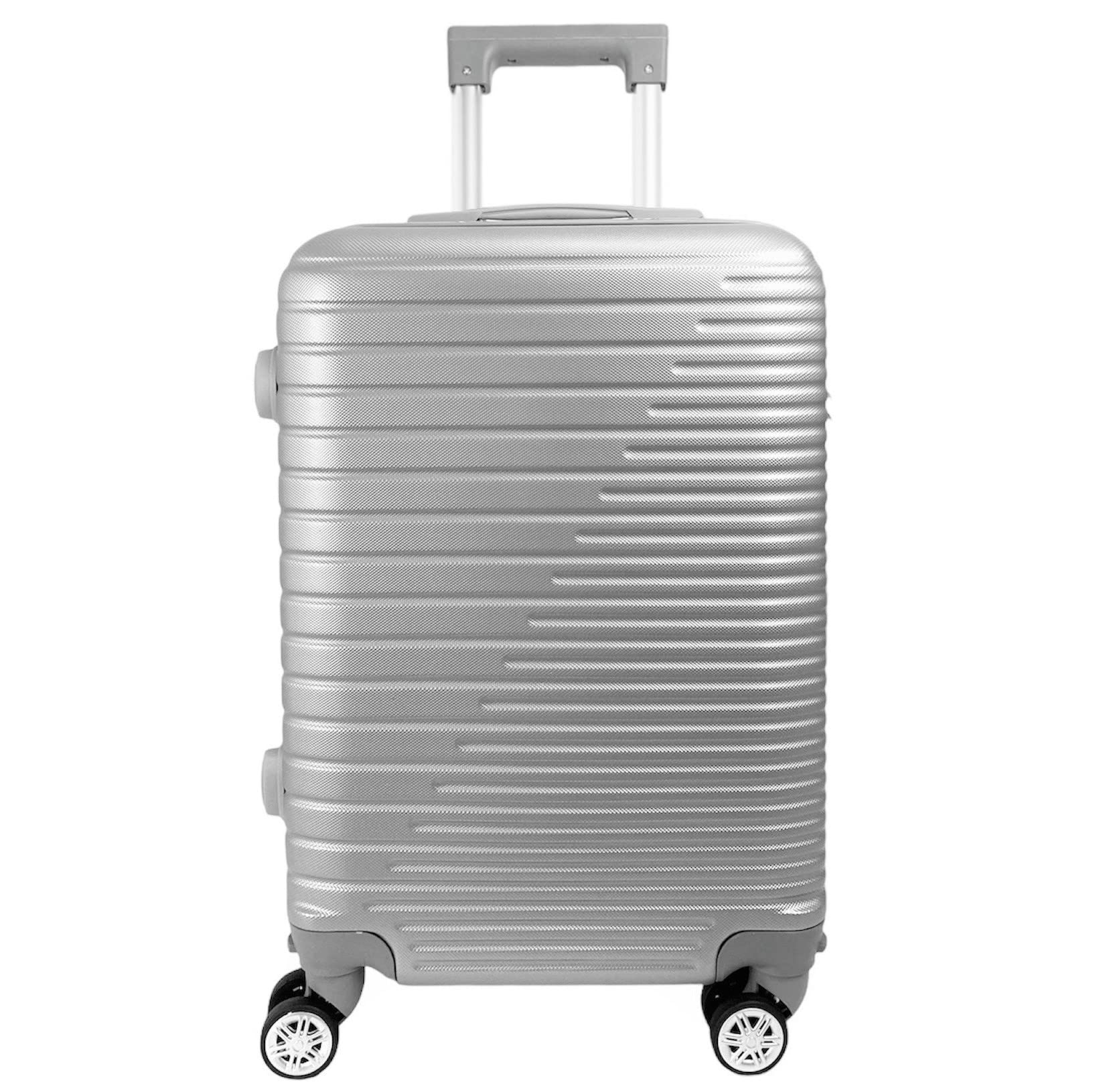 Maleta de Cabina Equipaje de Mano Trolley Viaje Avion rígida 4 Ruedas giratorias pequeña 55x35x22cm Compatible con Todas Las aerolíneas (Plata)