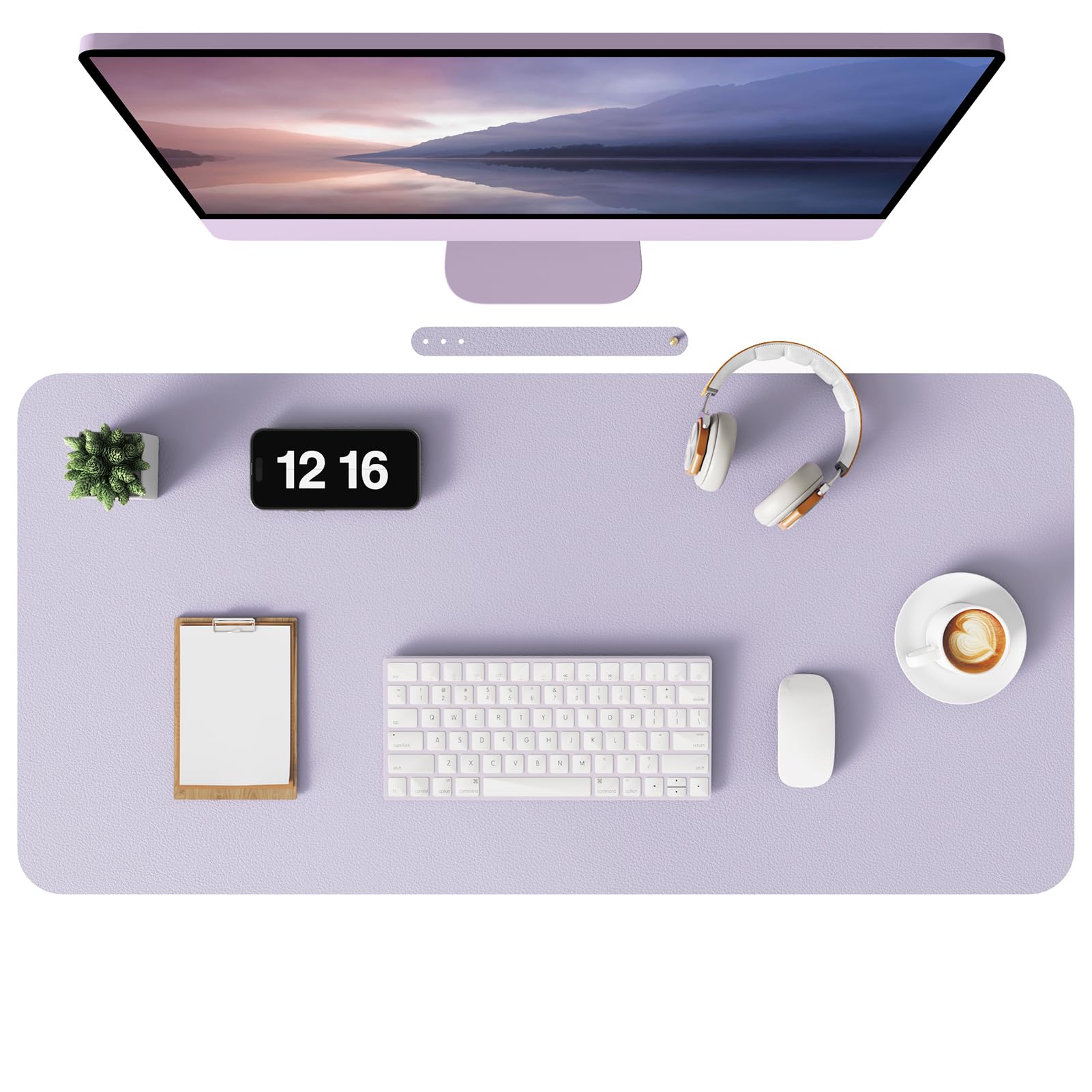 MOLMO Non-Slip Desk Mat, Waterproof Desk Pad Table Protector, Easy Clean Laptop Mat Large Mouse Pad Leather Writing Mat with Suede for Office/Home/Decor (Pale Purple, 60 x 35 cm) — image 1