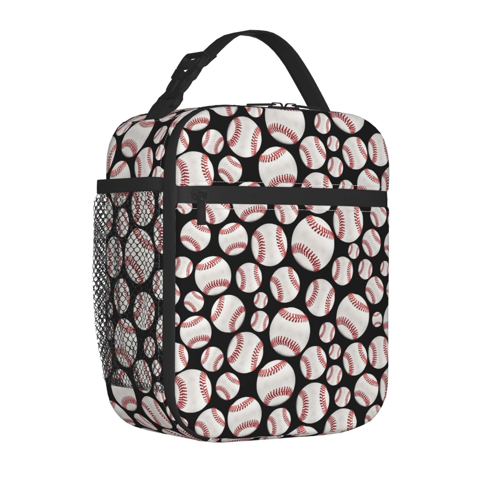 famliihw Baseball Ball Lunch Bag Insulated Reusable Lunch Box