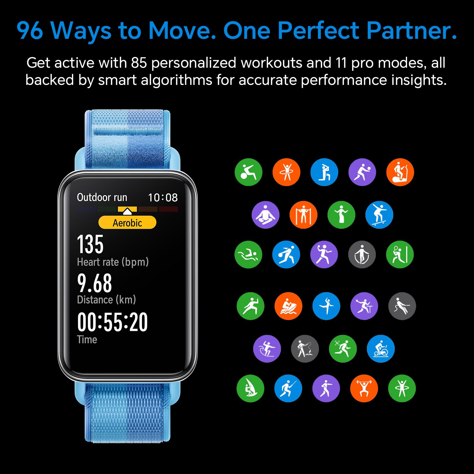HONOR Band 10 Smartwatch 1,57 Inch AMOLED - Hartslag SpO2 96 Sportmodi Zwart