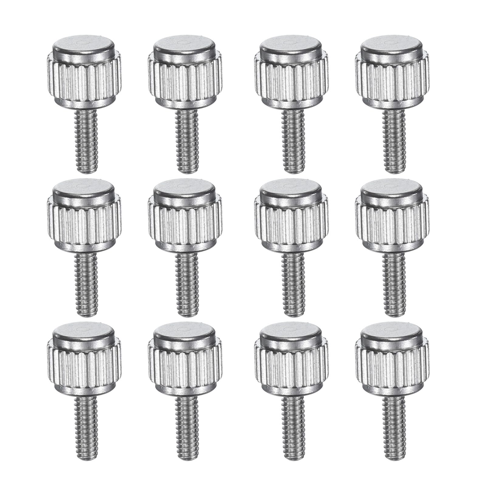 HARFINGTON 12pcs Knurled Thumb Screws M2x6mm Stainless Steel Locking Screws Round Flat Head Knob Bolts for Slide Caliper Measuring Tool Accessories,
