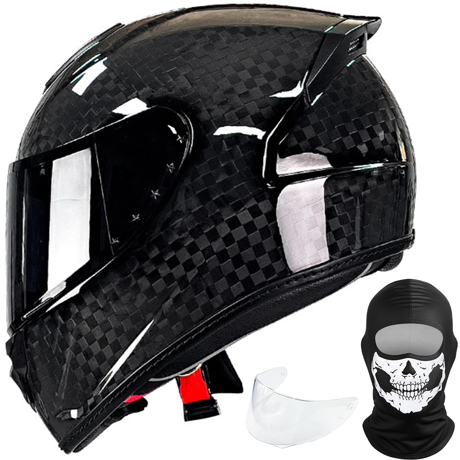 Casco Integrale da Moto in Fibra di Carbonio con Visierino Parasole ECE Omologato Casco da Moto per Uomini e Donne Casco da Equitazione Alla moda