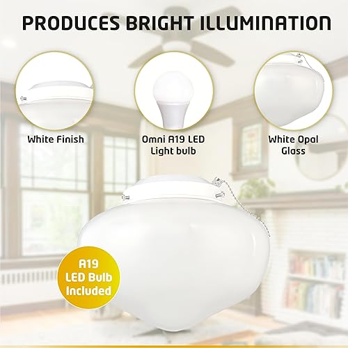 Miniatura 6 de Ciata Moderno kit de lámpara para ventilador de techo con 3 pantallas de bombilla de vidrio acanalado esmerilado e iluminación LED, ahorro