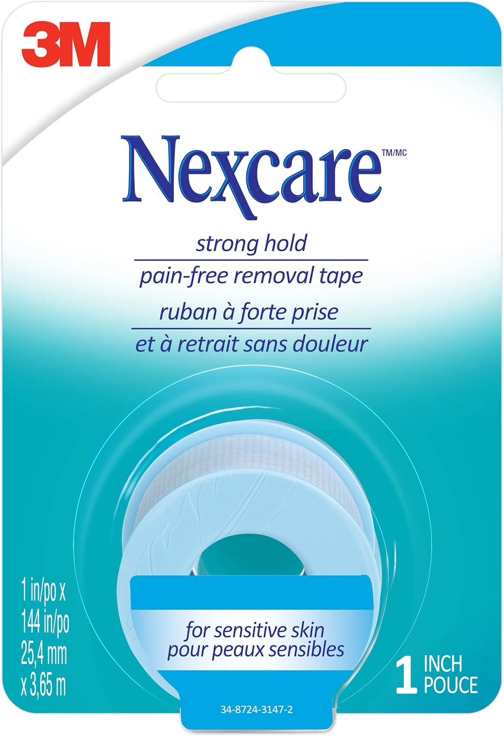 Nexcare™ Strong Hold, Pain Free, Gentle Removal Tape SST1CA, 1 in x 4