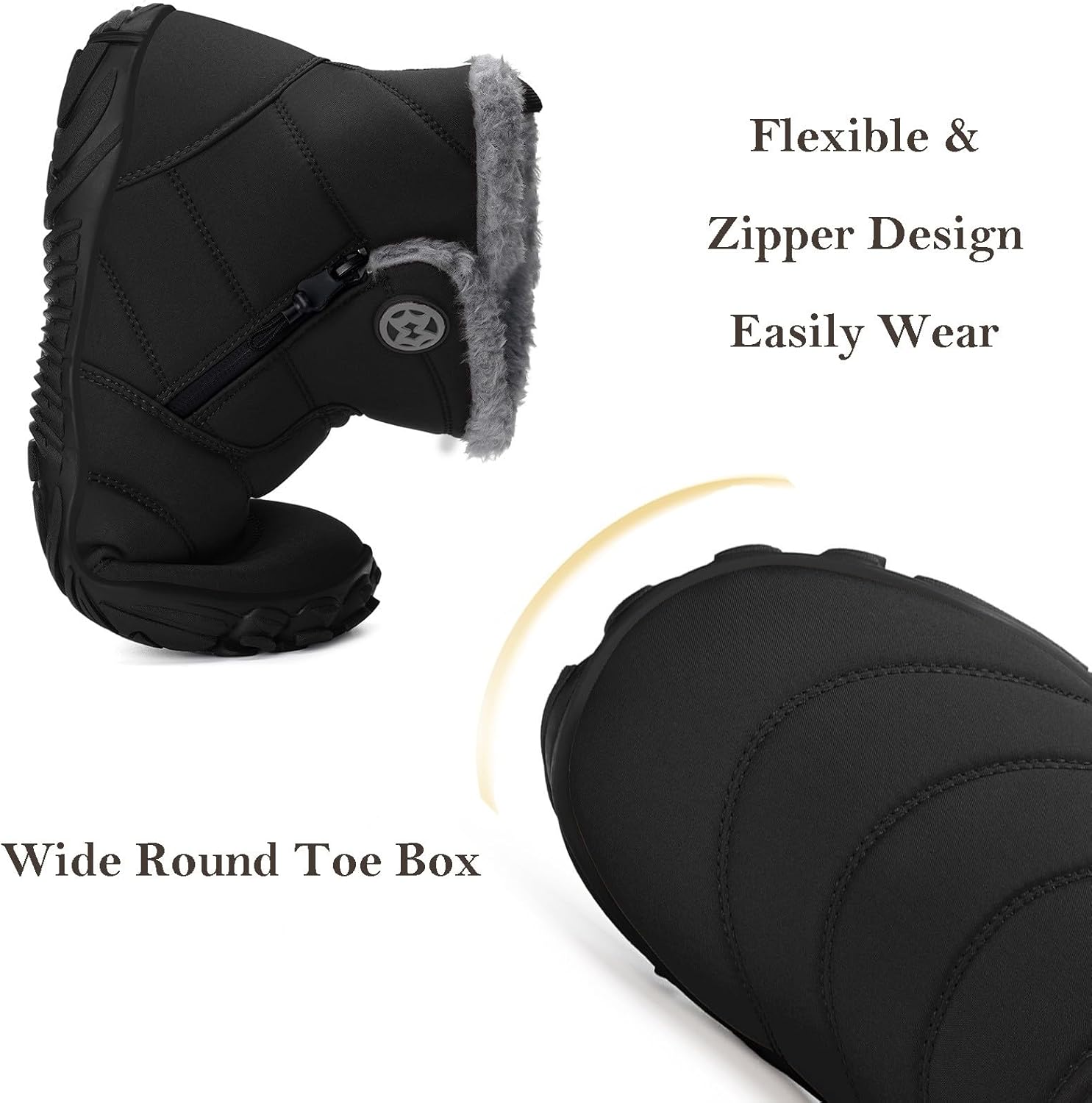 Womens Mens Barefoot Snow Boots Warm Ankle Booties Fur Lined Winter Shoes Outdoor Sneakers with Zero Drop Sole & Wide Toe Box - Image 5