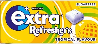 Wrigley's Extra Refreshers Chewing Gum, Tropical Flavour, 16 Packs of 7 Pieces, Sugar Free Chewing Gum Bulk Pack with Xylitol, Handy Box (112 pieces)