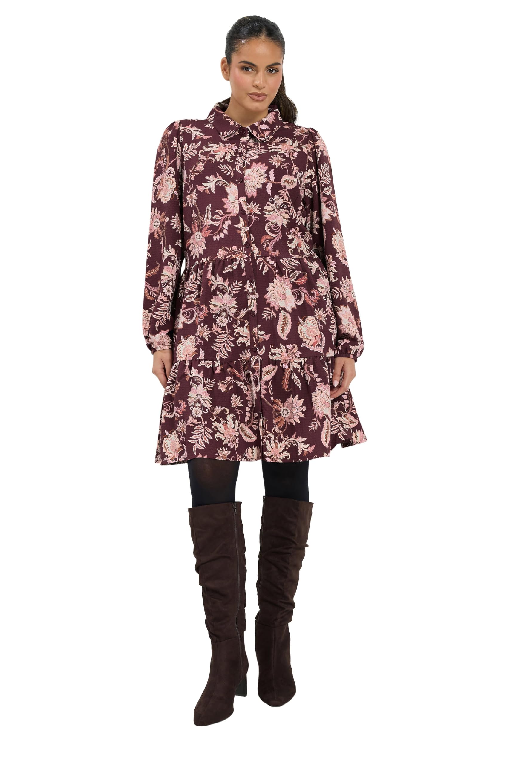 Yours Curve Floral Shirt Dress - Women's - Plus Size Curve