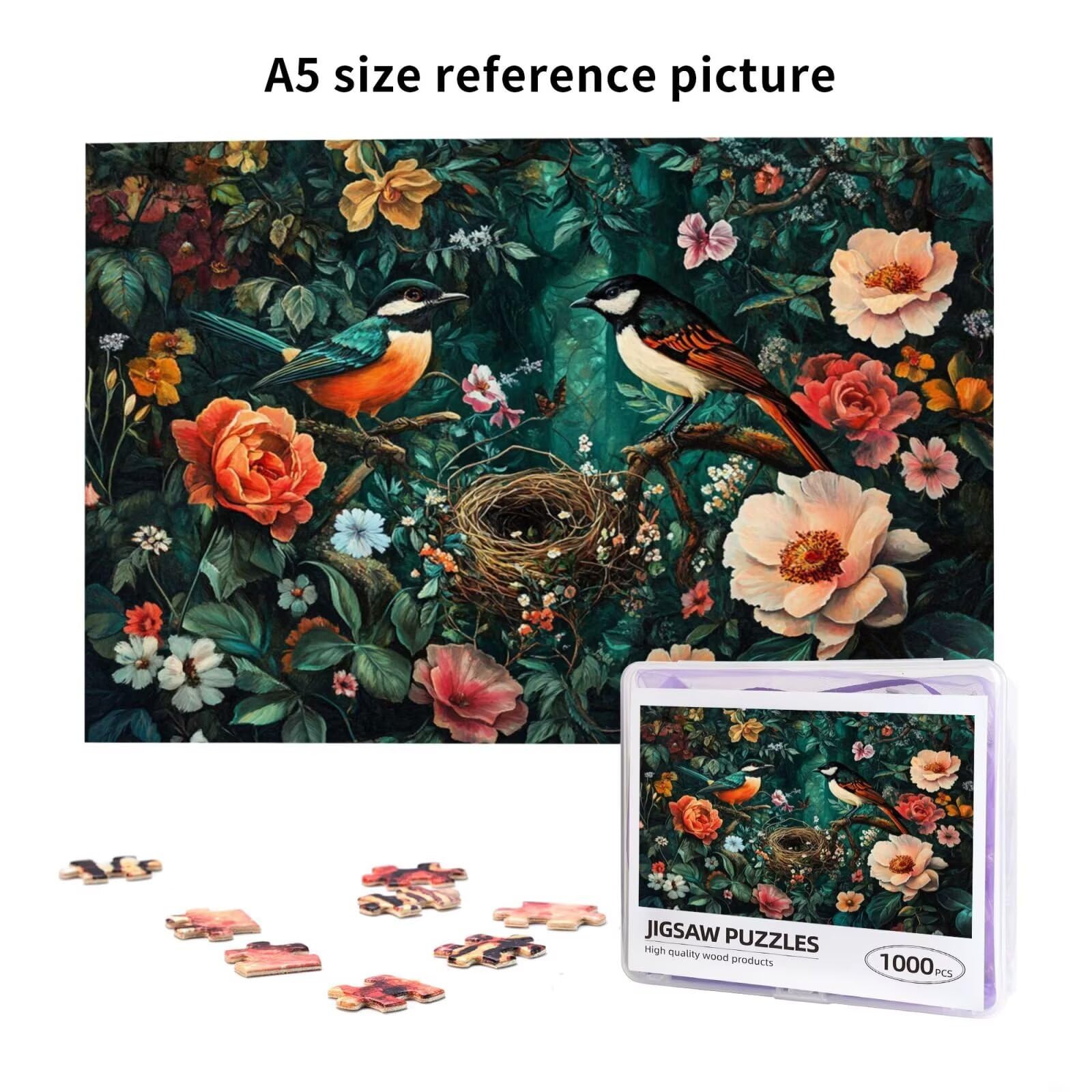 Puzzel 1000 stukjes bloem puzzel boom DIY creatieve houten jigsaws voor volwassenen met geschenkdoos verpakking, impossible uitdagende familie activiteitenspellen, decoratie woonkamer geschenken