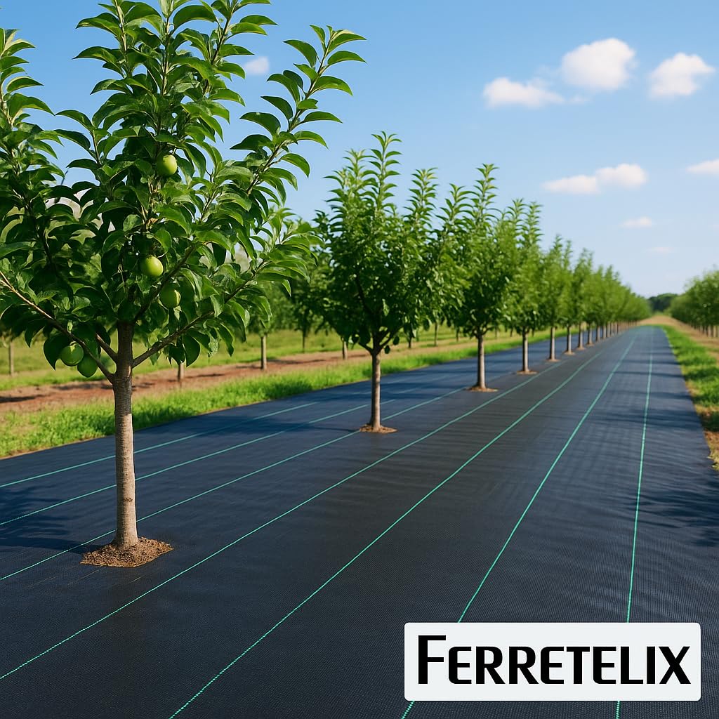 Ferretelix® Malla Lona antimalezas, jardín, Negra, agrícola, Barrera antiraíces, contra Las Malas Hierbas, Tela Permeable al Agua (10,00 x 3,30 m)