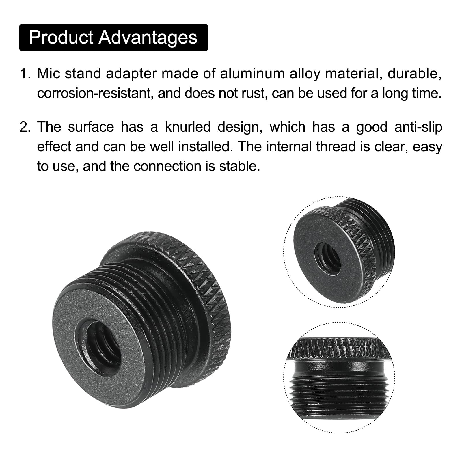 Sourcing Map Micro Pied Adaptateur 5/8 Femelle X 3/8 Mâle Caméra Vis Filetage Adaptateur Pour Microphone Trépied Support Argent