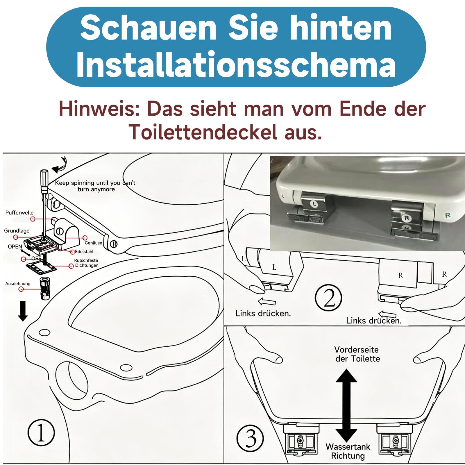 2 Ensembles de Fixation Universelle pour Abattant WC, Charnières de Rechange pour Abattant WC Softclose, Kit de Fixation Soft Close pour Abattant de Toilette, Charnières en Métal pour l'Installation