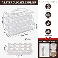Vista 2 de ARC - Porta cupcakes de 3 niveles (blanco) – Soporte para cupcakes y contenedor de transporte de pasteles con capacidad para hasta 36 cupcakes o 3