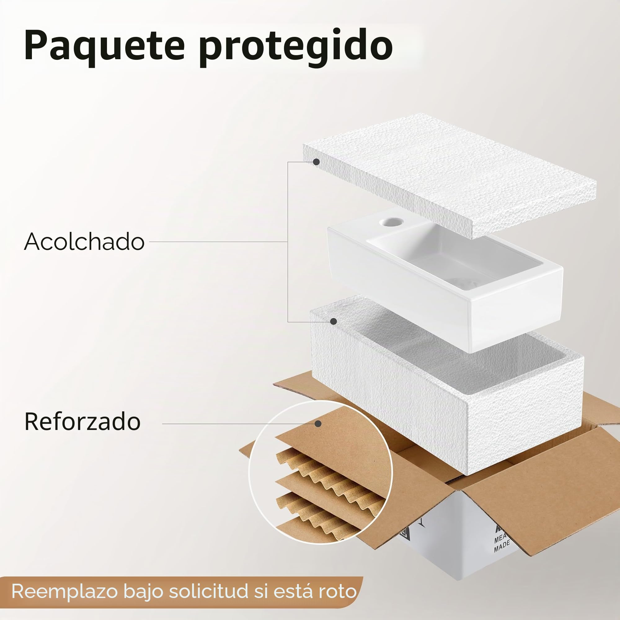 KES Lavabo Blanco de Cerámica Lavabo Sobre Encimera Baño Mini Estandar Lavamanos sobre Encimera Rectangular, BWS102