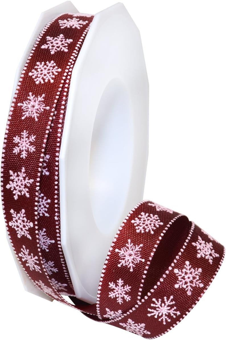 Morex Ribbon Petite Christmas Celebration Themed Grosgrain Ribbon, 1" x 22 Yd, Red, (69525/20-609)