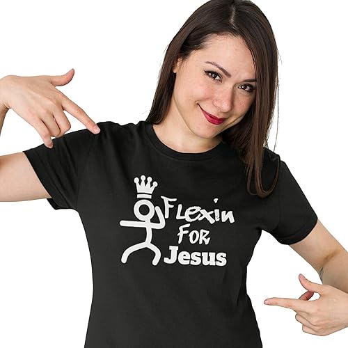 Youth T-Shirt 100% Cotton Tshirt Flexin for Jesus Casual Cotton Short Sleeve Crew-Neck Graphic Cute Tops Christian Athletic Wear Inspirational