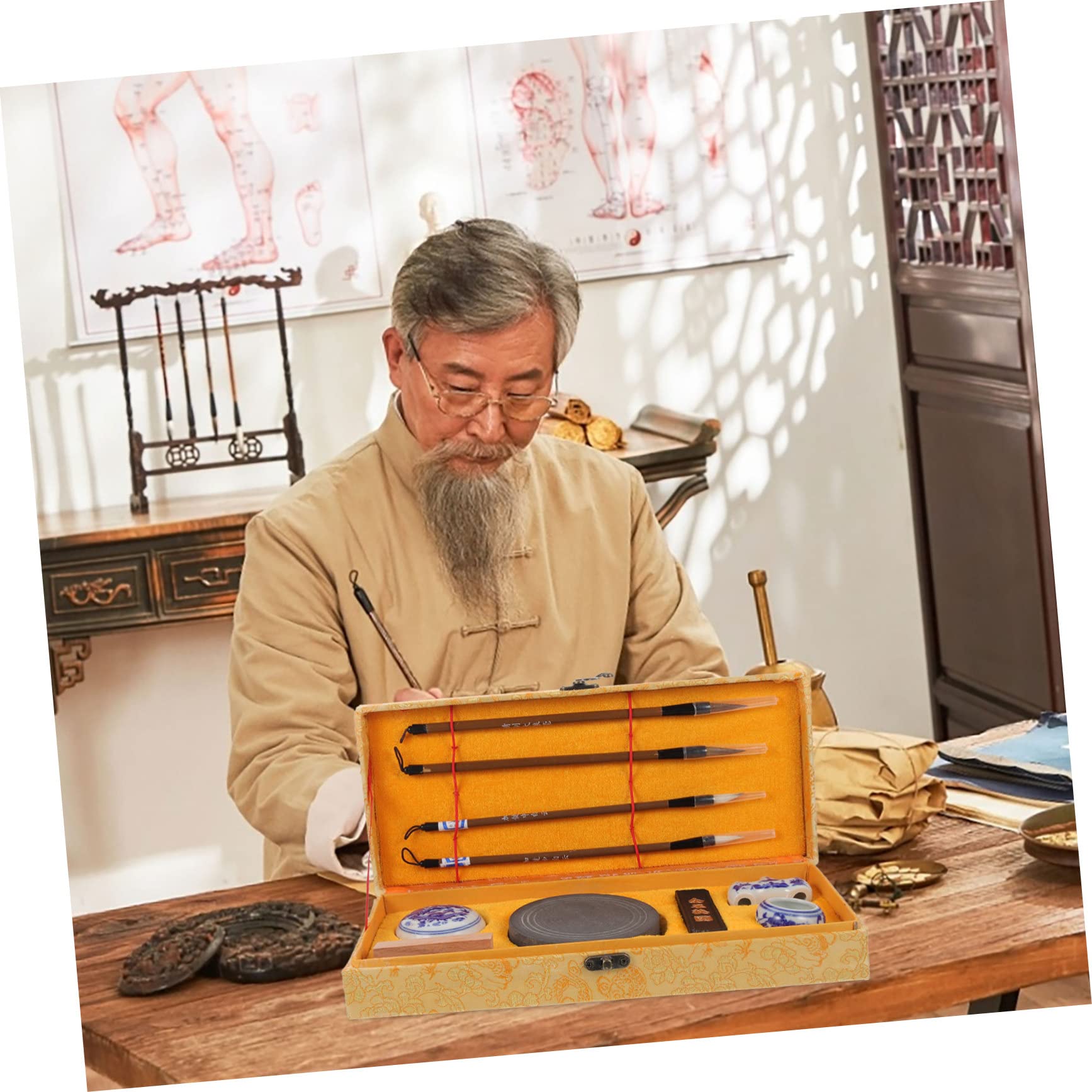 Holibanna 1 Set Forniture per Calligrafia con Inchiostro e Pietra per Scrittura per Studenti e Design e Portatile