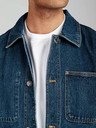 Tokyo Laundry Men's Multi-Pocket Button Fasten Vintage Workwear Style Denim Chore Jacket