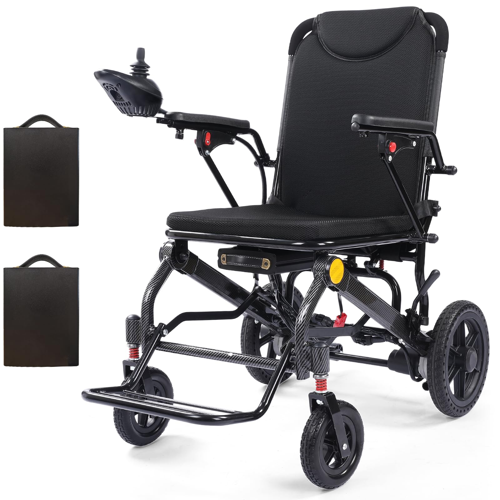 Sedia a rotelle elettrica leggera da 14,5 kg per adulti con doppia batteria, potente sedia a rotelle elettrica pieghevole, portatile, approvata dalle compagnie aeree per viaggi e uso domestico