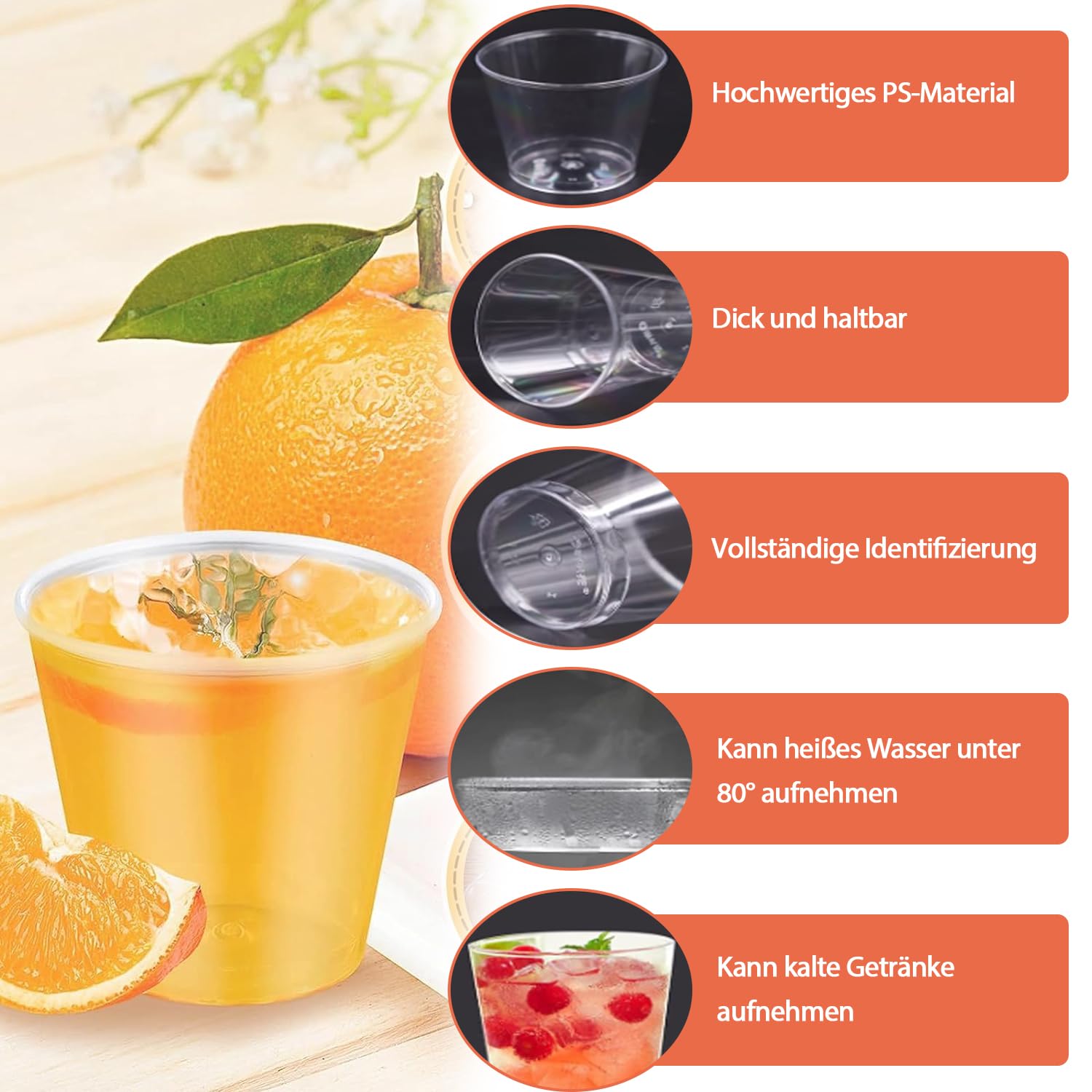100 sztuk plastikowych kieliszków do wódki, 3 cl/30 ml, plastikowe kubki, kieliszki do wódki z tworzywa sztucznego, wielokrotnego użytku, na imprezy, Boże Narodzenie