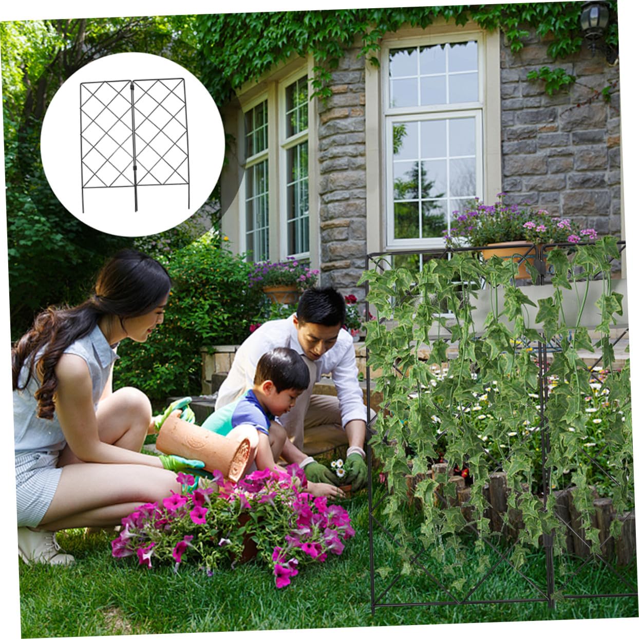 2 pièces Treillis de Jardin Pliable Support Stable pour Plantes Grimpantes et Vignes Cadre Résistant pour Pots Tomates Concombre Grappe