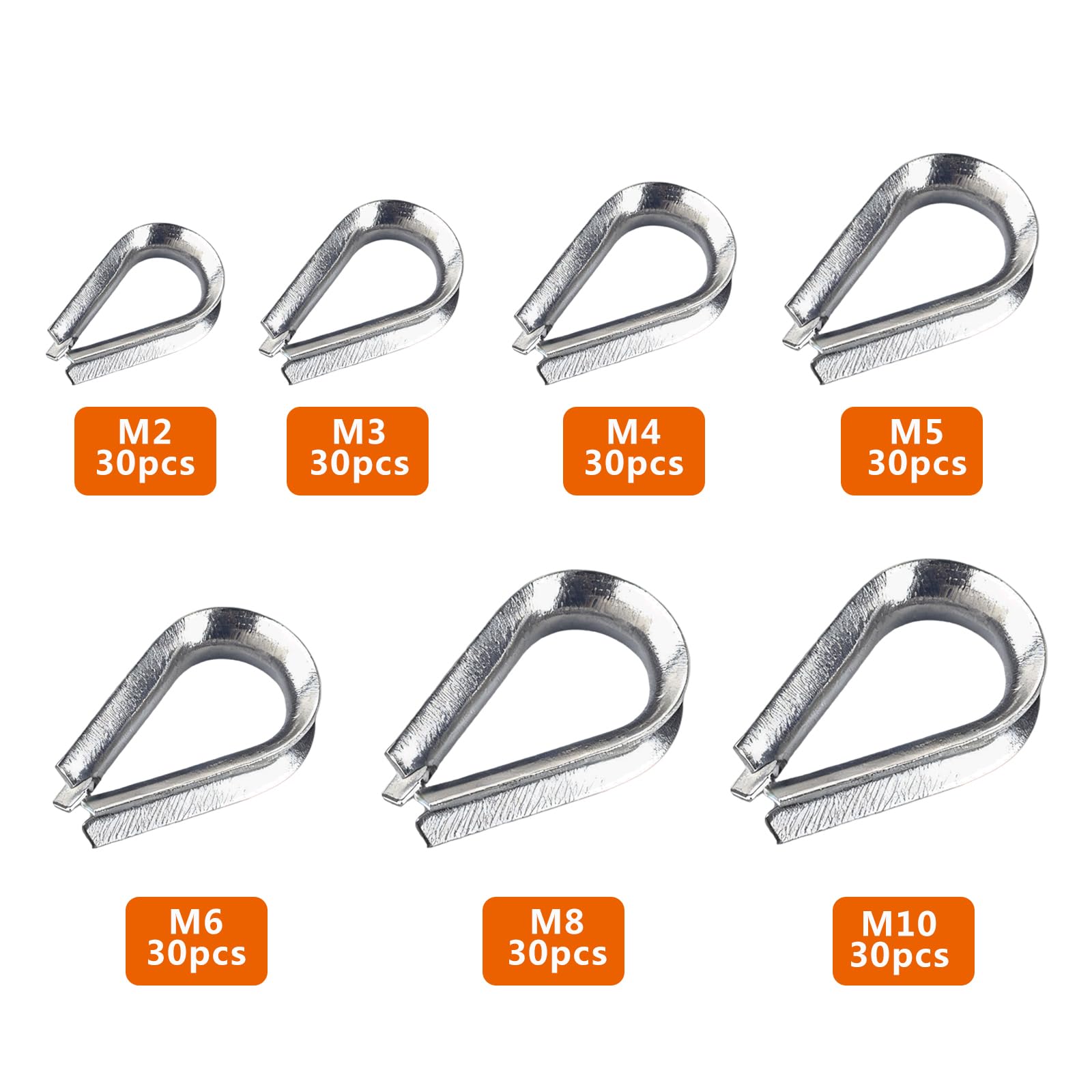 30PCS Coudre de Câble en Acier Inoxydable Dé à Coudre Câble Acier, Gréement Marin Résistant à La Corrosion, Boucle Sécurisée pour Applications de Voile et Marin (M10)