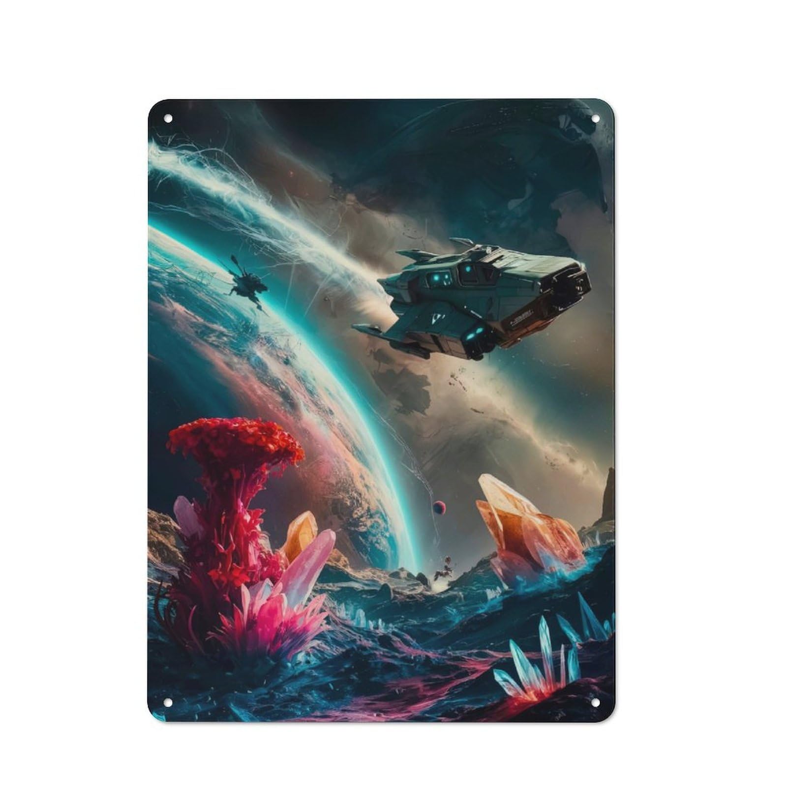 Junmoney Galactic Frontier Printed Metal Sign 40X30cm For Pub Or Café, With Clear Industrial Wall Decor Character