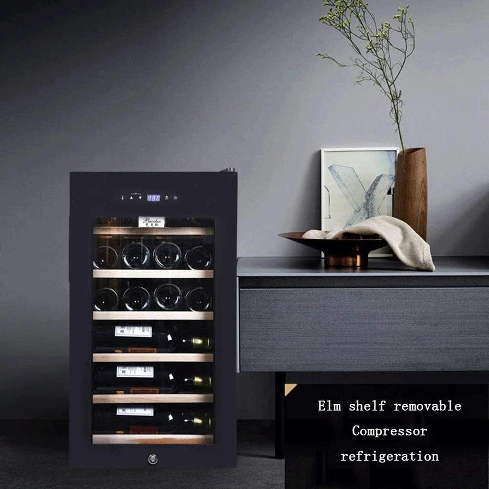 Glacière en Bois Massif, Refroidisseur De Vin À Température Constante, Petit Compresseur Domestique, Réfrigérateur Indépendant.
