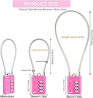 Vista 8 de SEPOX® Twins - Candado de combinación de 4 dígitos reiniciable, cable de acero de vinilo extra largo de 12.6 in, bloqueo multiusos para casillero