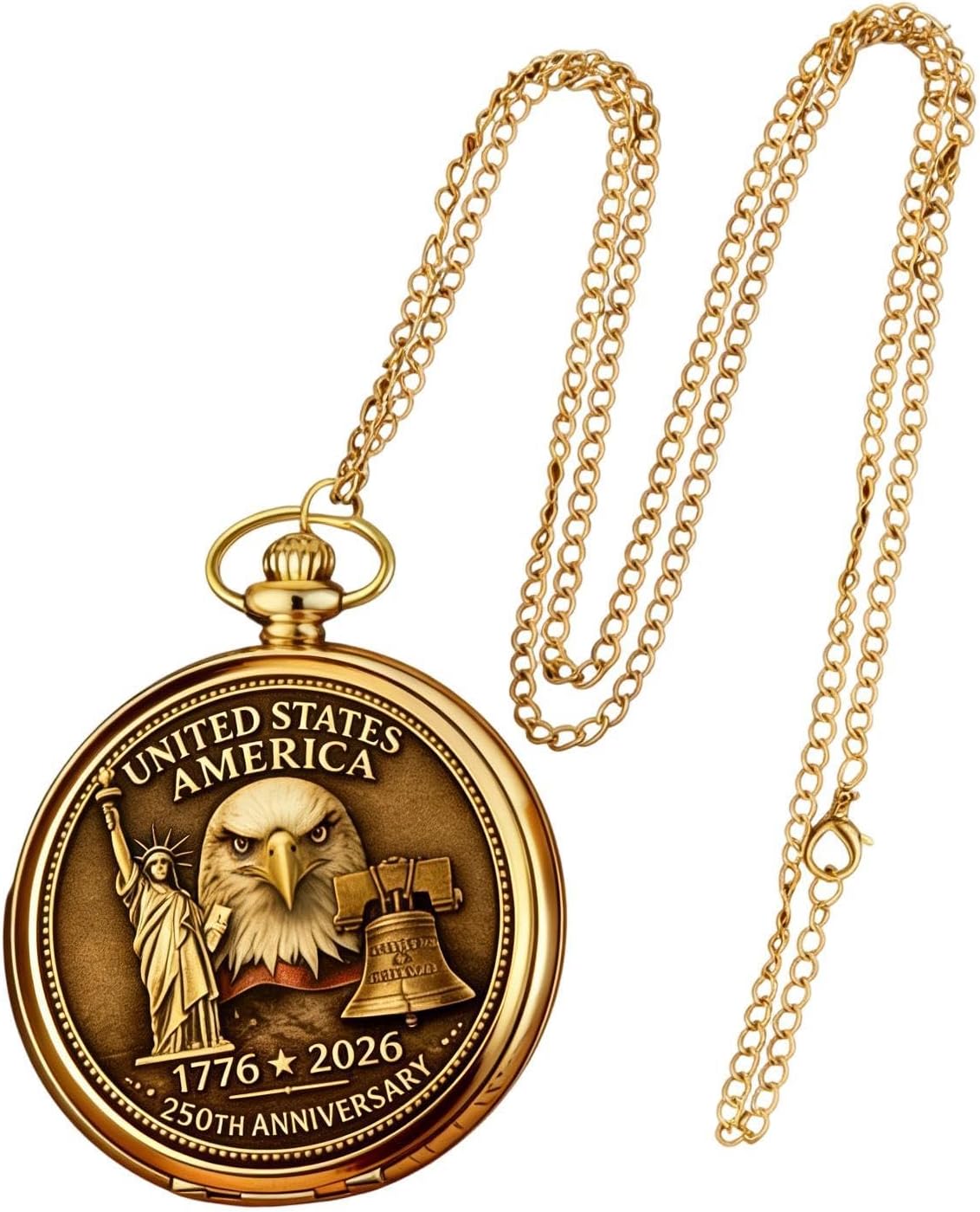 Générique Orologio da Tasca con Catena – Orologio da Tasca a Mano Americano 250esimo Moda Retro Vintage Accessorio per Gioielli per Uomo Donna | Eleganti orologi al quarzo per la festa quotidiana dell’ufficio, della casa, del viaggio, della festa di nozze