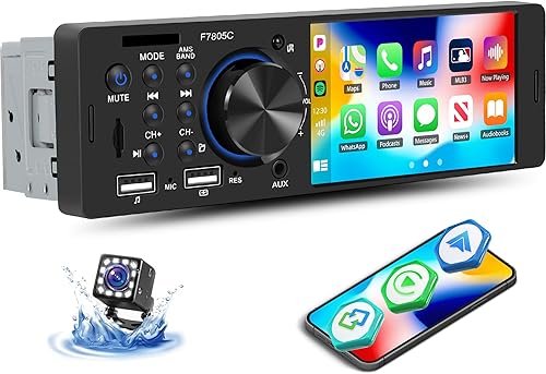 UNITOPSCI Radio estéreo de coche DIN individual Bluetooth audio manos libres, aplicación de búsqueda de coche, receptor FM para automóvil,