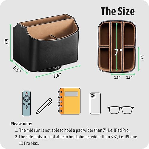 Miniatura 6 de Soporte para control remoto, organizador de escritorio giratorio, mesita de noche para control remoto de TV, tabletas, teléfonos, lentes, libros,