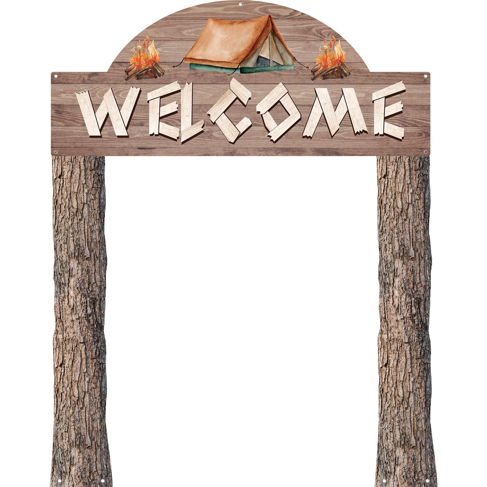 Peryiter 3 carteles de bienvenida para fiestas temáticas de campamento con 1 cinta de doble cara para campamento de verano, cumpleaños, Hawaii, baby shower, decoración de actividades para interiores y