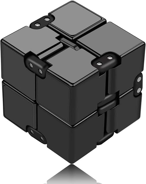 Funxim Infinity Cube Fidget Cube Toy suitable for Adults & Kids, New Version Fidget Finger Toy Stress and Anxiety relief, Killing Time Fidget Toys Infinite Cube suitable for Office Staff (Black)