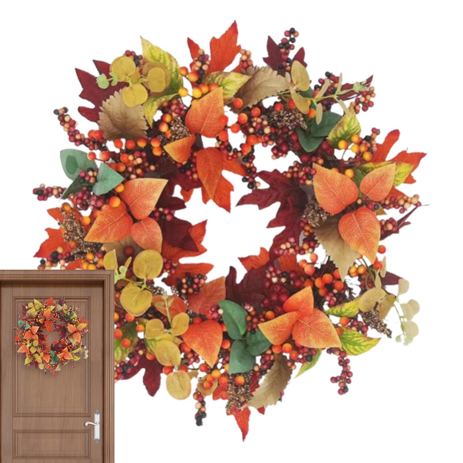 Déco portes d'automne artificielles anti-flétrissement pour maison