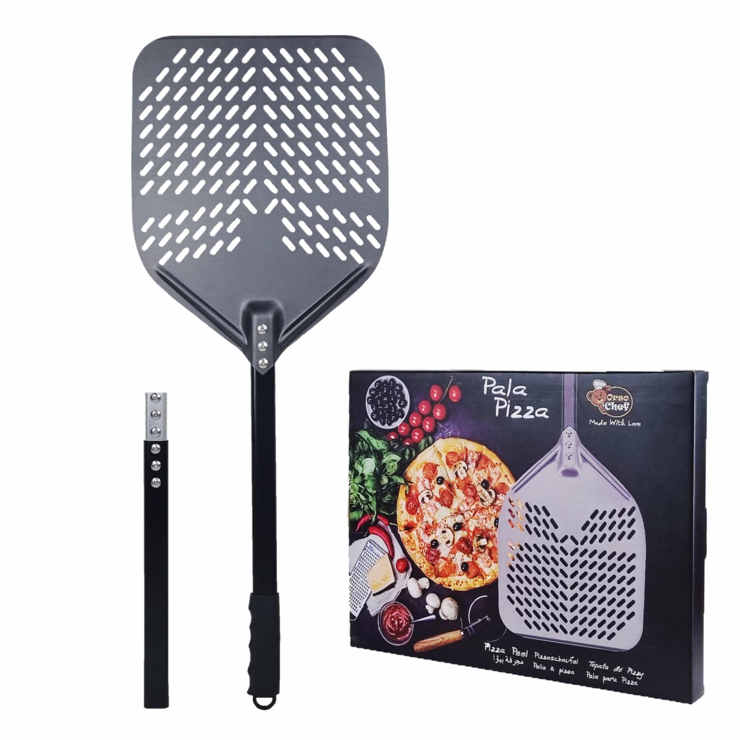 Pala per pizza forata professionale in alluminio Clementi