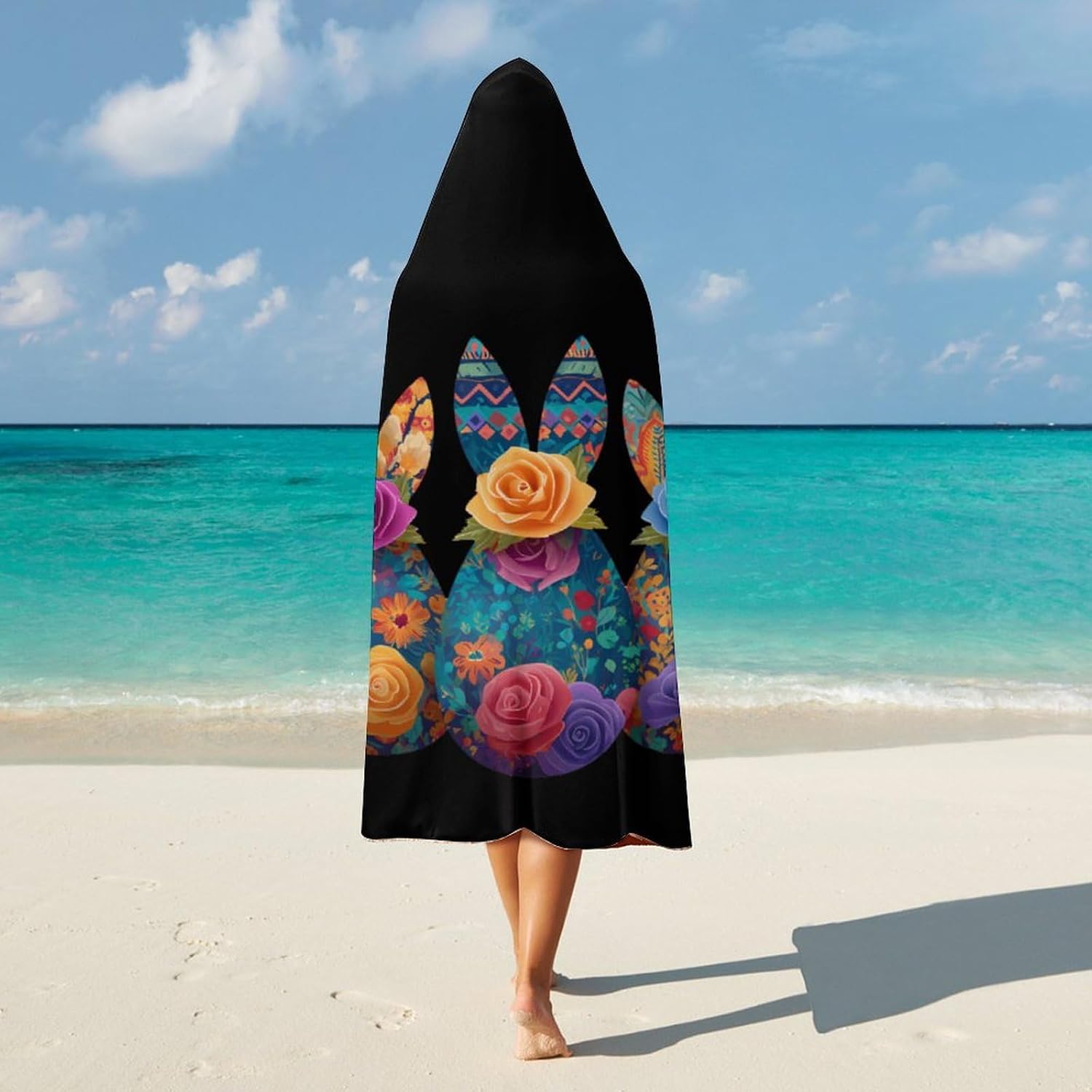 Easter Bunny Wearable Blanket Oversized Throw Cape | Cozy Hooded Blanket Gifts for Women Men