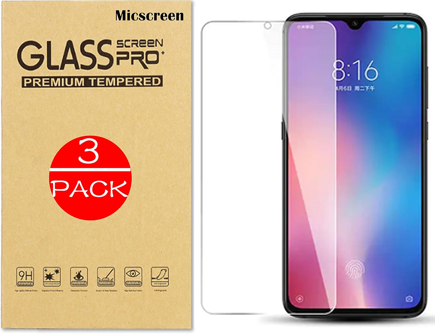 MICSCREEN Pack de 3 protectores de pantalla de cristal templado para Xiaomi Poco X3 / X3 NFC / X3 PRO Gorilla [pegamento completo, 9H duro, compatible con la funda]
