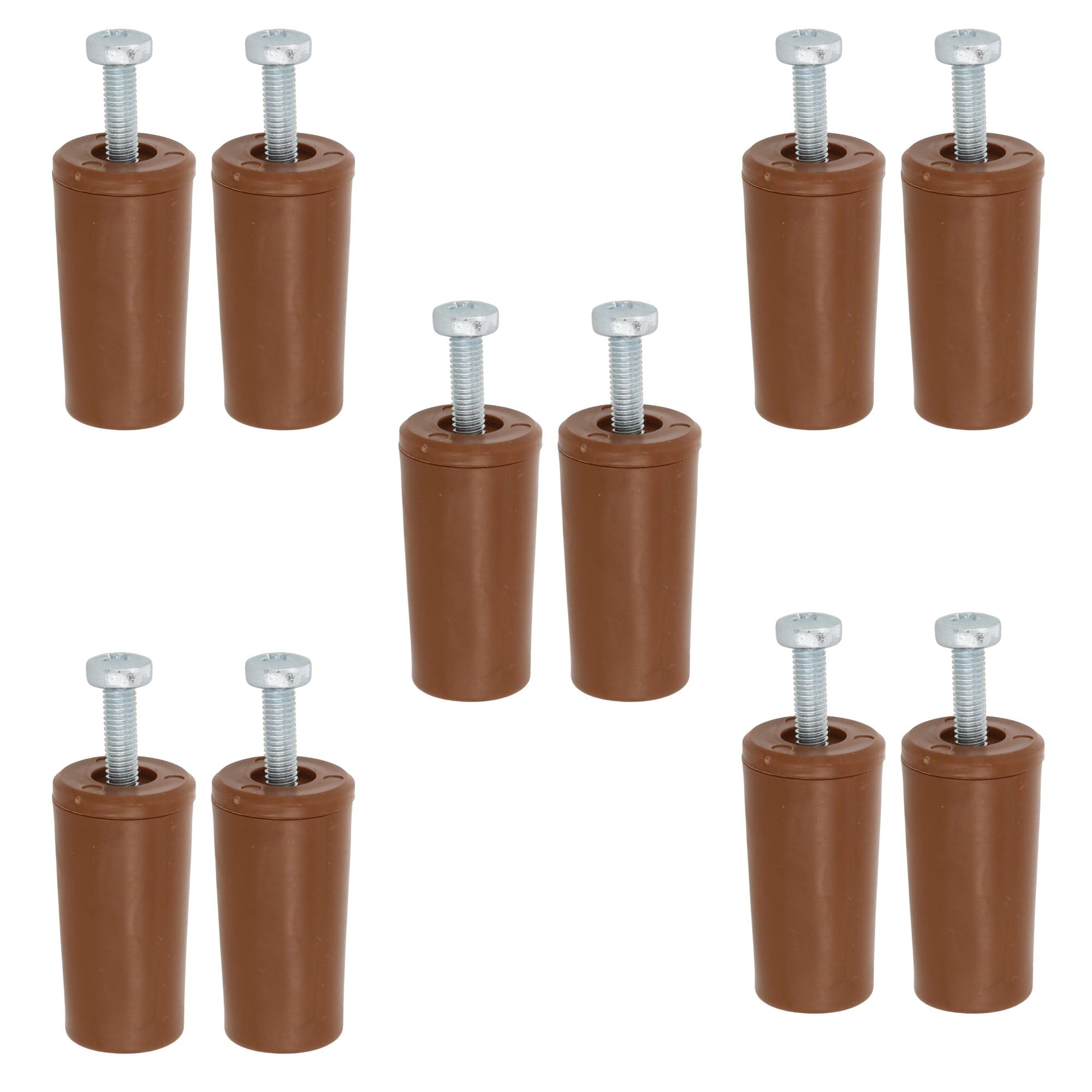 Amig - Pack of 10 Roller Shutter Stoppers | Shock Absorber with M5 Rustproof Screw and Outer Washer | Weather Resistant | Length: 40 mm | Brown