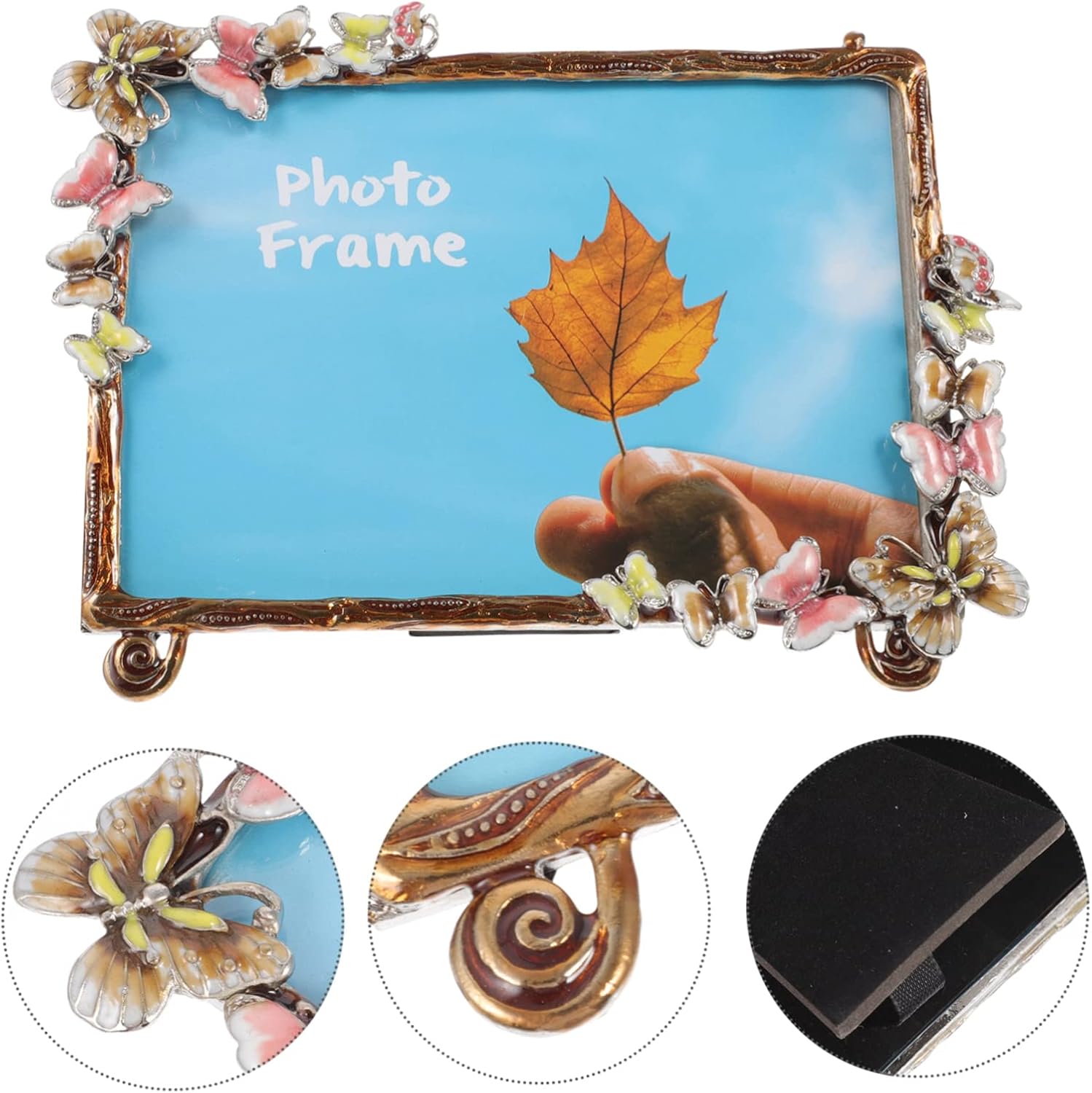 Yardenfun かわいいフォトフレーム 金属製の蝶柄 レトロ装飾 テーブルトップ クリスマス 誕生日 記念日 プレゼント