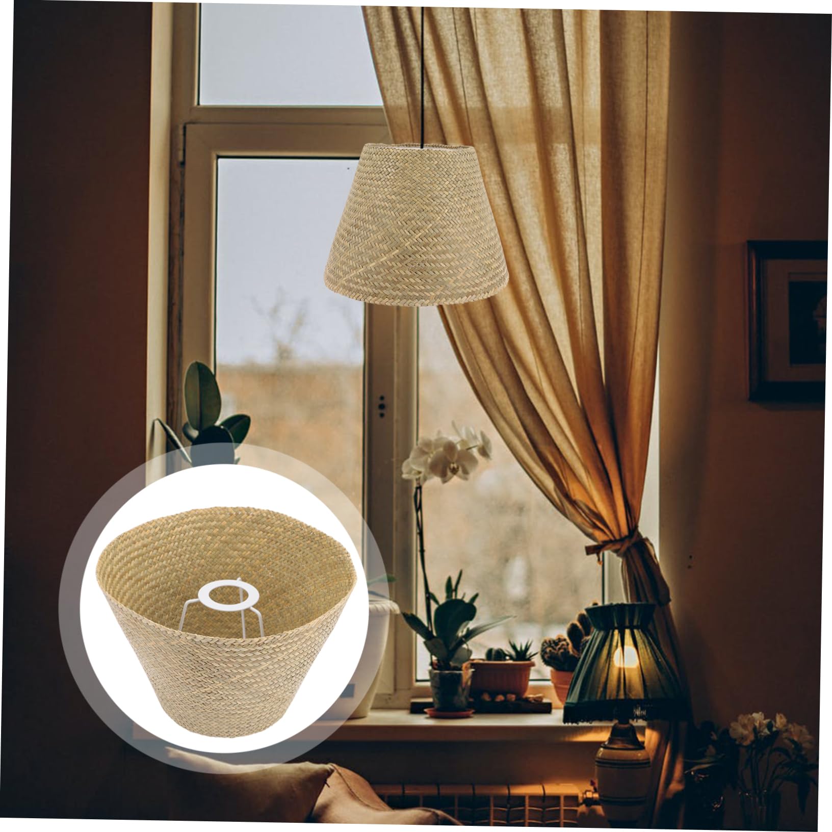 HOMSFOU Lampenschirm Lampenschirme Rattan Tischlampenschirm Lichtabdeckungen Lampenschirme Rattan Lampenschirm Lampenabdeckungen