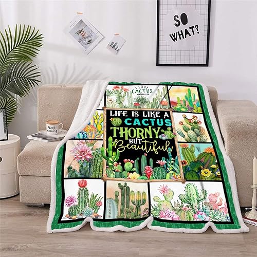 Miniatura 4 de Juirnost Manta de cactus, manta de regalo de cactus, manta de cactus, manta para cama de plantas, manta floral de cactus, regalos de flores para