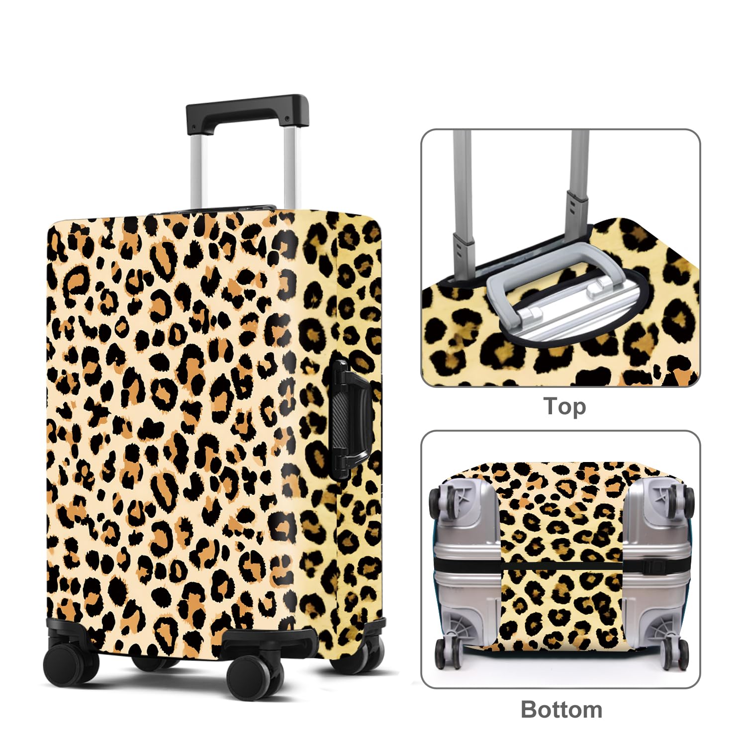 CRYSLOVE Kofferhülle Schutz,Elastische Waschbare Kofferschutzhülle Passend für 18-32 Zoll,Staubdicht Kratzfest Kofferüberzug für Reisen (Leopard Muster, L (28-30 Zoll))